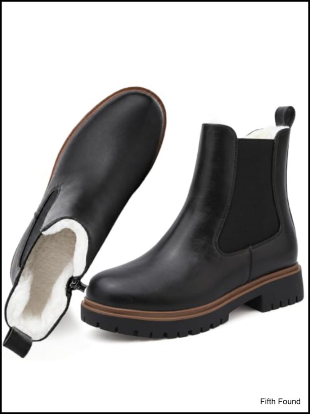 Waterproof Fur Lined Chelsea Ankle Boots Women Platform Zip
